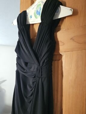 White House Black Market Black One-Shoulder Ruched Knot-Front Dress